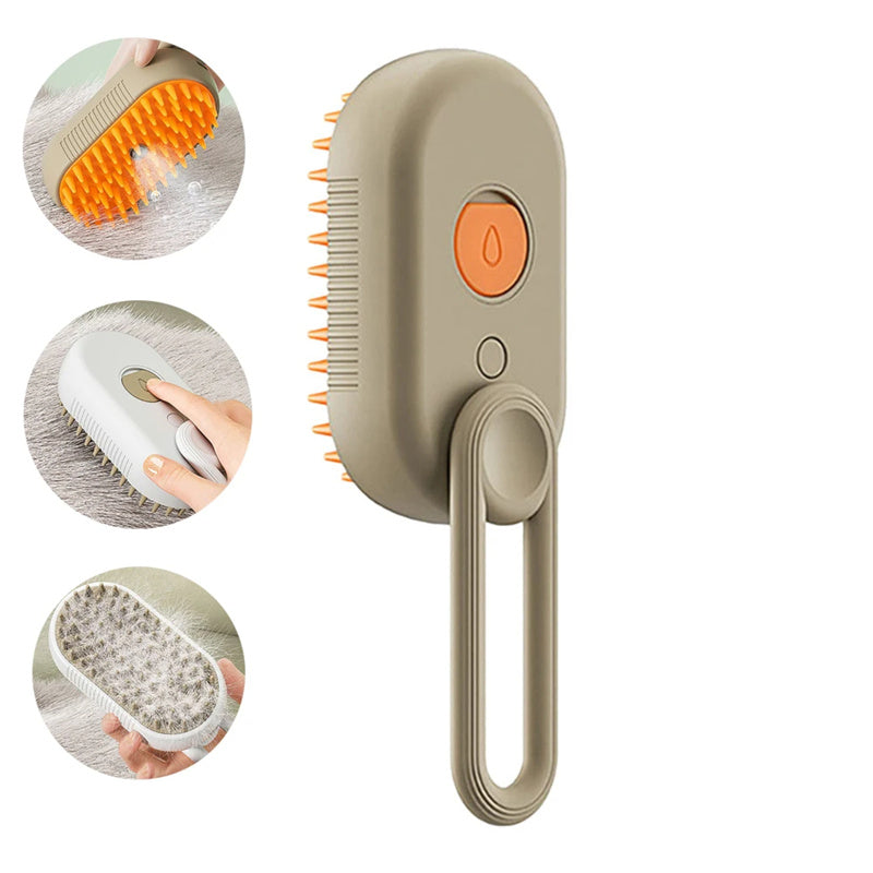 3-in-1 Electric Pet Grooming Brush with Steam and Spray for Cats and Dogs - Hair Removal and Massage Comb