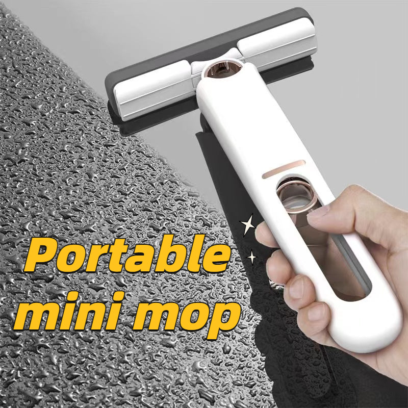 Portable Self-Squeeze Mini Mop - Multifunctional Hand-Free Cleaning Tool for Home, Office, and Vehicle Surfaces