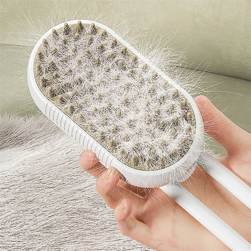 3-in-1 Electric Pet Grooming Brush with Steam and Spray for Cats and Dogs - Hair Removal and Massage Comb